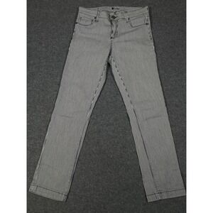 Kut from the Kloth Black White Vertical Stripe Straight Leg Jeans Womens 28.5x28